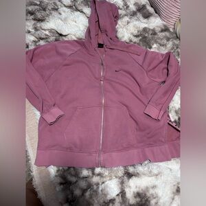Nike Women’s Zip Hoodie XXL Pink Mauve Swoosh Full Zip Sweatshirt